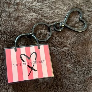 Victoria's Secret Pink Striped Shopping Bag Charm Keychain